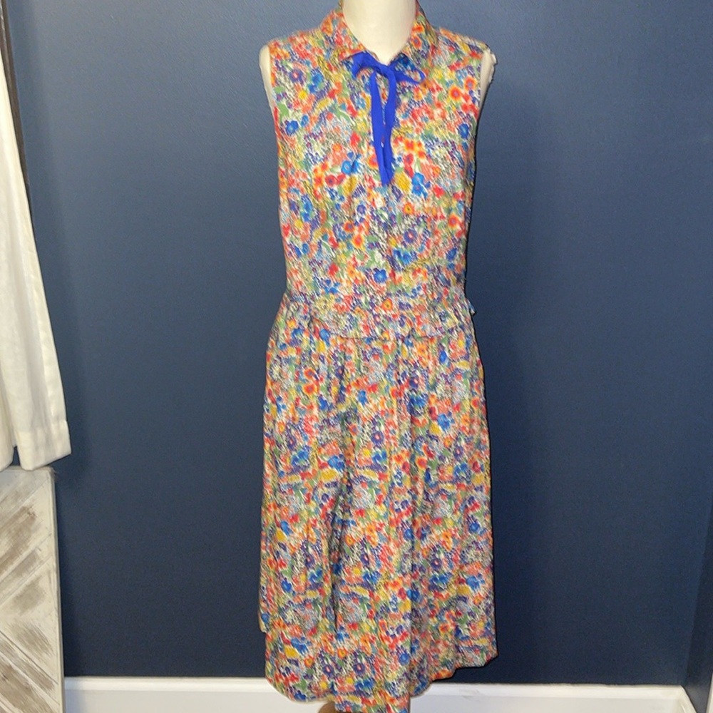 Liberty Floral J. Crew Sleeveless Midi Dress Size 4 with pockets